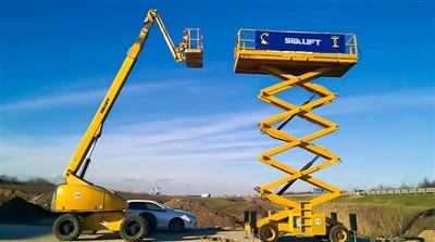 השימוש במת הרמה חשמלית למספריים באתר בנייה